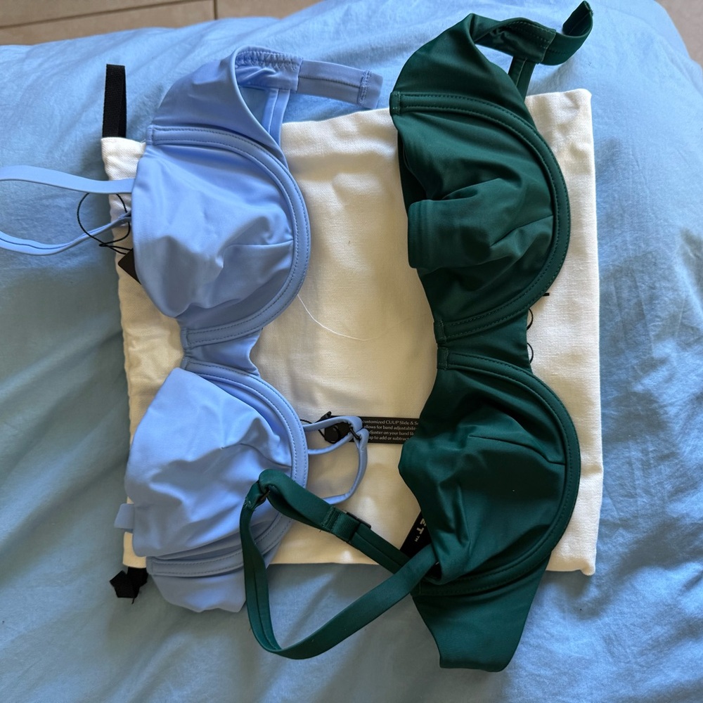 CUUP Blue and Green Bikini Tops
